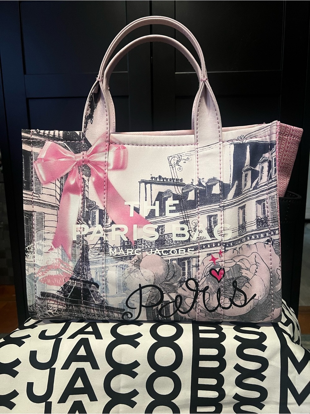 Marc Jacobs The Paris Bag Small Tote in Pink and Black Sketch